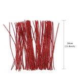 100pcs Pipe Cleaners Chenille Stems for DIY Art Supplies Craft Projects 6mmx30cm Christmas Pipe Cleaners Decoration, Glitter Red